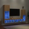 vidaXL TV Wall Unit Sonoma Oak Engineered Wood, Glass Medium