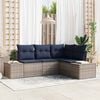 vidaXL Garden Sofa Set with Cushion 4 pcs Grey Poly Rattan