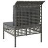 vidaXL Patio Middle Sofa with Cushion Grey Poly Rattan