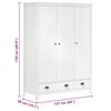 vidaXL Wardrobe White Solid Pine Wood Large Wardrobe Rectangular