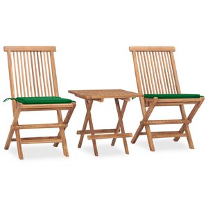 vidaXL Patio Dining Set Set of 2 Teak Teak wood Medium Foldable