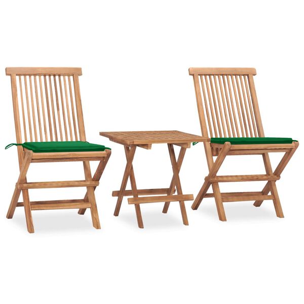 vidaXL Patio Dining Set Set of 2 Teak Teak wood Medium Foldable