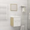 vidaXL Bathroom Furniture Set White and Sonoma Oak Engineered Wood, Ceramic