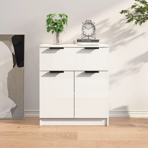 vidaXL Sideboard High gloss white Engineered wood Medium Sideboard