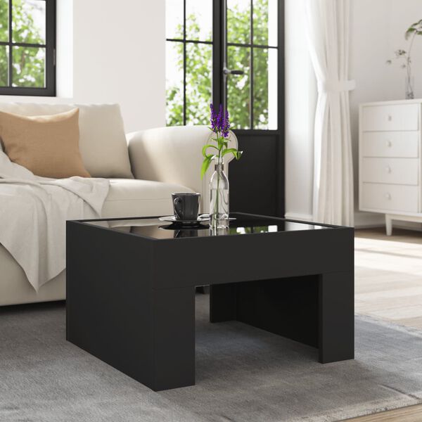 vidaXL Coffee Table Black Engineered wood, Glass Medium