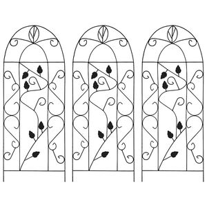 vidaXL Plant Rack Set of 3 Black Iron Medium Decorative Inlays