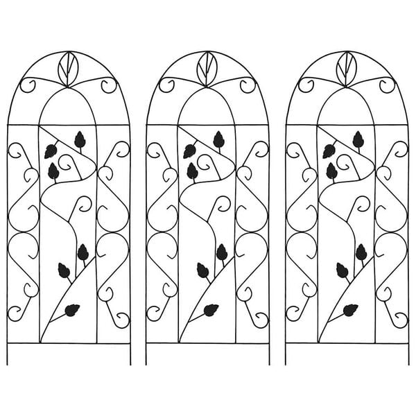 vidaXL Plant Rack Set of 3 Black Iron Medium Decorative Inlays