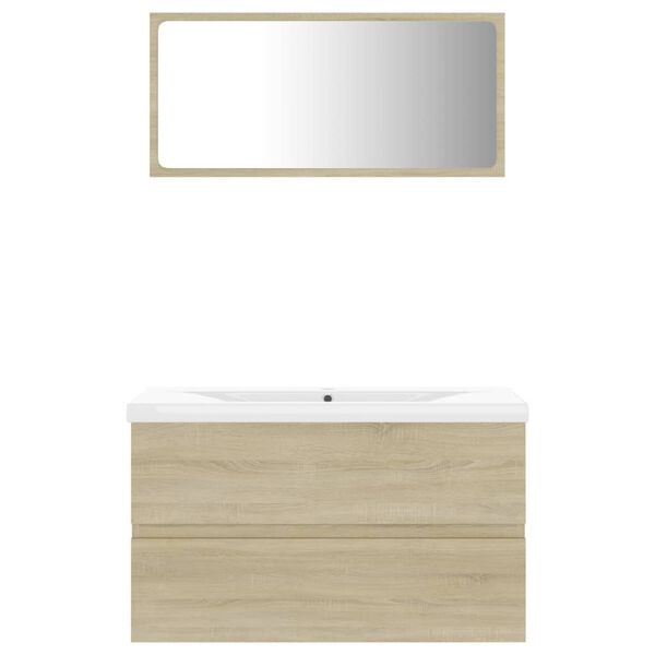 vidaXL Bathroom Furniture Set Sonoma oak Sonoma oak engineered wood, ceramic