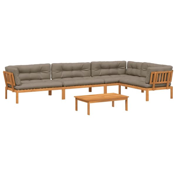vidaXL Patio Pallet Sofa Set Set of 5 Taupe Solid Acacia wood Large