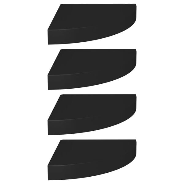 vidaXL Corner Shelf Set of 4 Black Honeycomb MDF, metal Medium