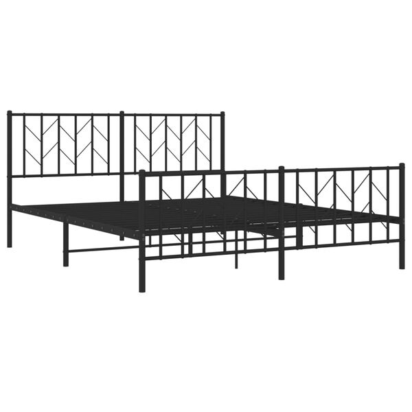 vidaXL Bed Frame Black Powder-Coated Steel Full Bed Frame Rectangular
