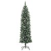 vidaXL Christmas Tree Green and white PVC and steel 94.5 in tall slim tree