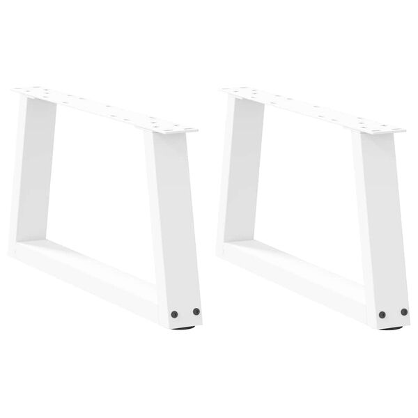 vidaXL Dining Table Leg Set of 2 White Powder-coated steel 19.7