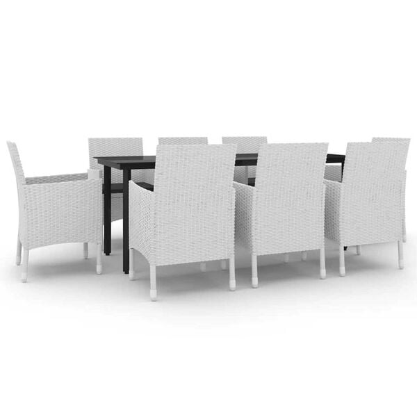 vidaXL Garden Dining Set White, Black