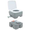 vidaXL Camping Toilet Manual Grey and White 16.34 x 14.37 x 14.76 in