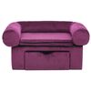 vidaXL Dog Sofa Burgundy Plush, solid pinewood 29.5 x 19.7 x 15 in