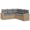 vidaXL Garden Sofa Set Beige PE rattan 1-Corner, 2-Center, 2-Arm Sofa
