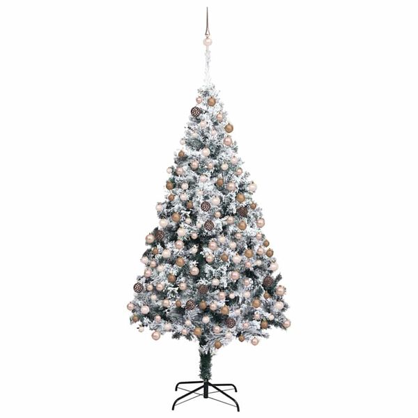 vidaXL Artificial Christmas Tree White 70.9" PVC and Steel and Plastic