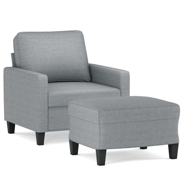 vidaXL Sofa Chair With Footstool Light grey
