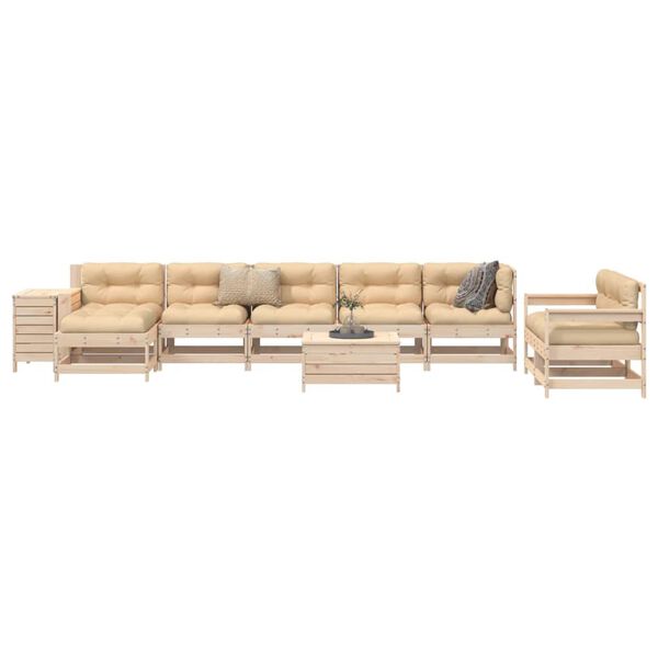 vidaXL Garden Sofa Set Natural Wood Solid Pine Wood Large
