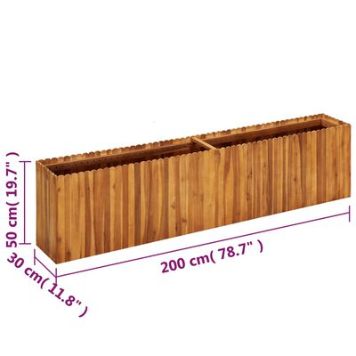 vidaXL Garden Raised Bed 78.7"x11.8"x19.6" Solid Acacia Wood