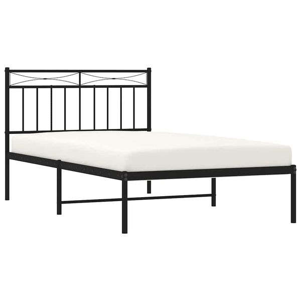vidaXL Bed Frame Black Powder-Coated Steel Twin Bed Frame Rectangular