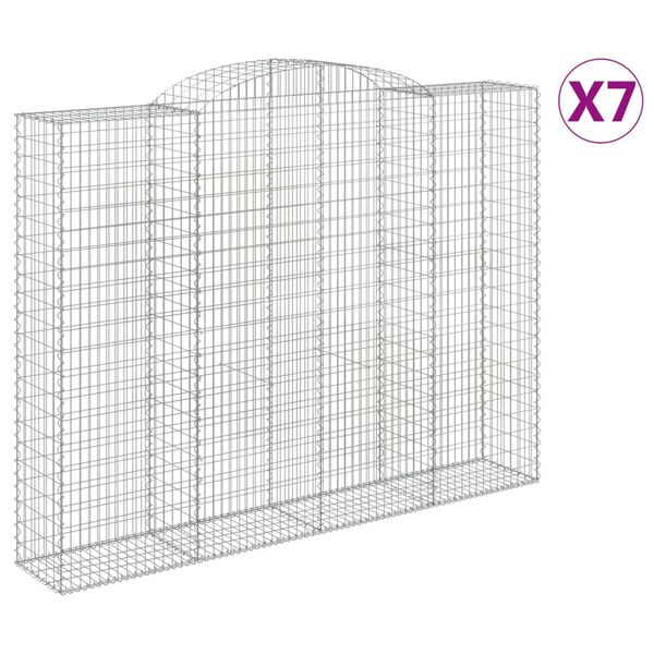 vidaXL Gabion Basket Set of 7 Silver Galvanized Steel Extra Large
