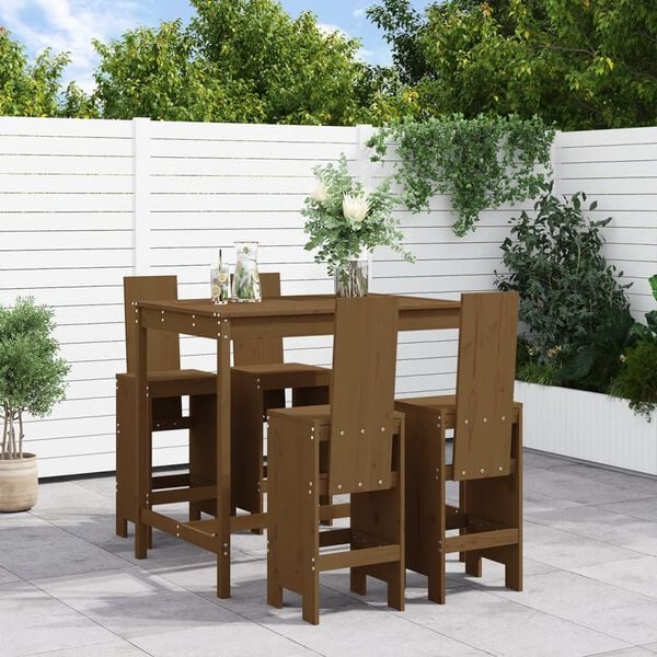 vidaXL Garden Bar Set Honey brown Solid pine wood Medium Footrest