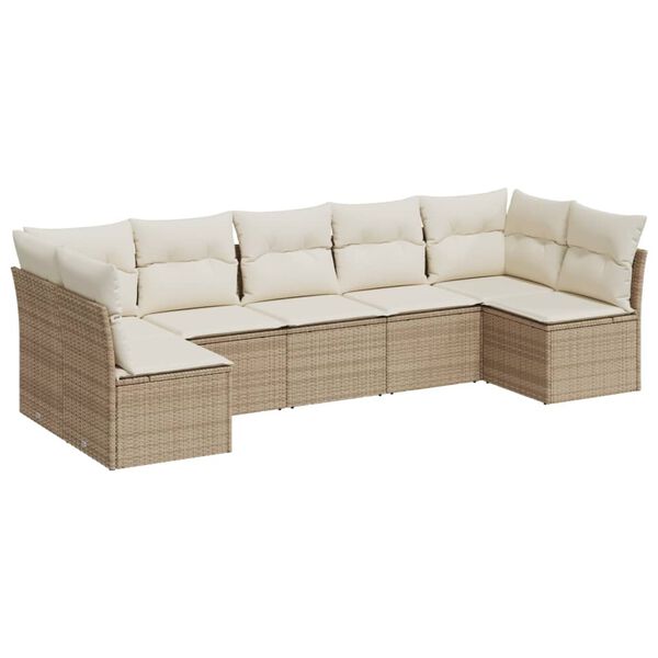 vidaXL Garden Sofa Set Beige PE rattan Large Modular Garden Sofa Set
