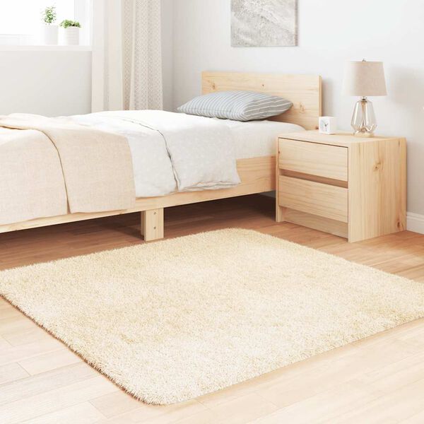 vidaXL Shaggy Rug Cream 100% Polyester 47.2x47.2 in Foldable