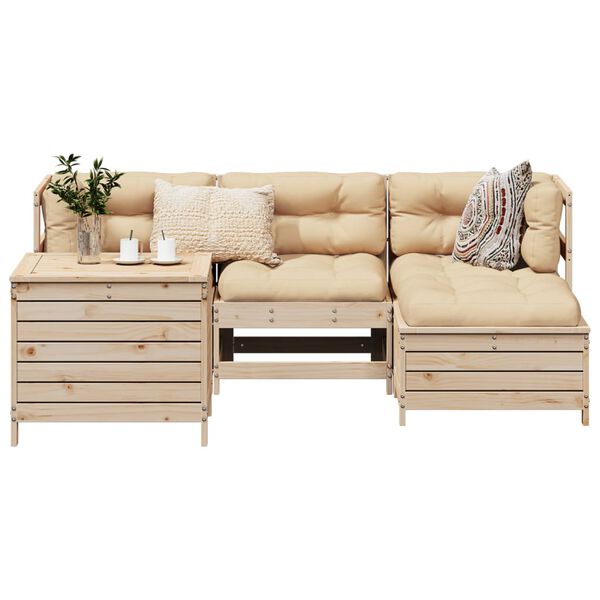 vidaXL Garden Sofa Set Natural Wood Solid Pine Moderate Modular
