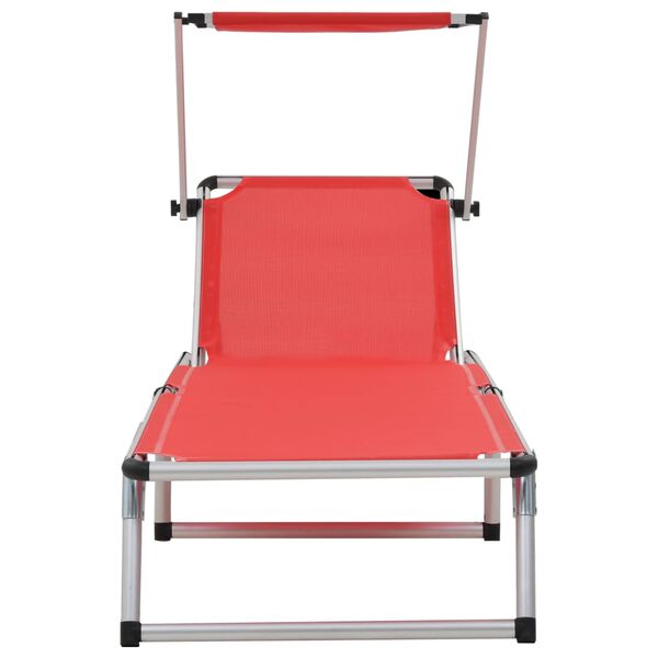 vidaXL Sun Lounger Red Aluminum, Textilene Standard Foldable