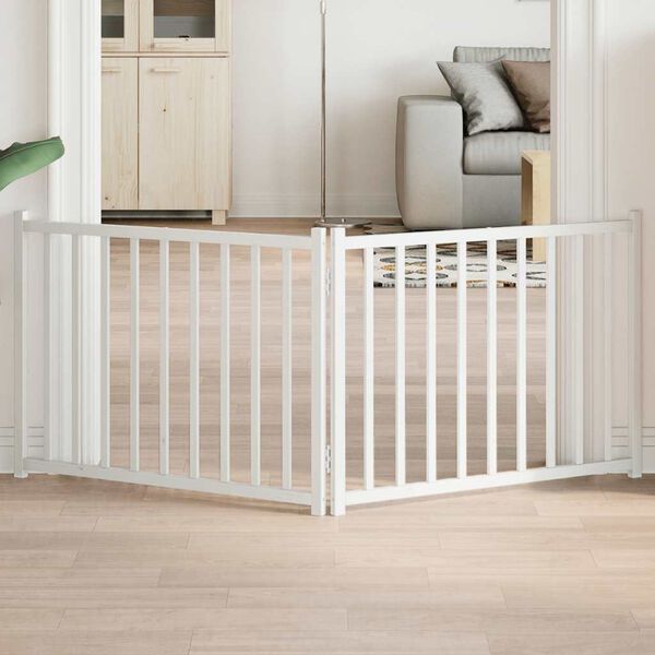 vidaXL Dog Gate Set of 2 White Solid fir wood 63 in by 23.6 in