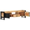 vidaXL TV Cabinet Brown and Black Rough Mango Wood, Iron