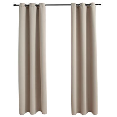 vidaXL Blackout Curtains with Rings 2 pcs Beige 37"x63" Fabric
