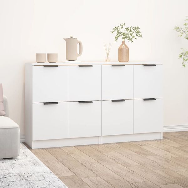 vidaXL Sideboard Set of 2 White Engineered wood Medium Sideboard