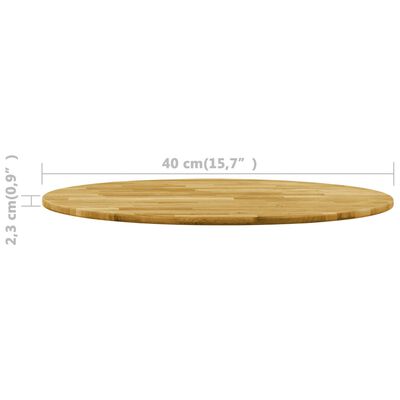 vidaXL Table Top Solid Oak Wood Round 0.9" 15.7"