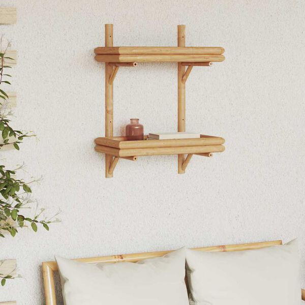 vidaXL Wall Shelf with Shelf Wall-mounted Brown 45 x 26 x 60 cm bamboo