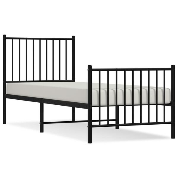 vidaXL Bed Frame Black Steel Small Single Traditional Strong