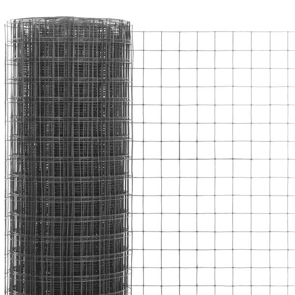 vidaXL Chicken Wire Fence Steel with PVC Coating 32.8x4.9' Grey