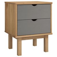 vidaXL Bedside Cabinet OTTA Brown&Gray 17.7"x15.4"x22.4" Solid Wood Pine