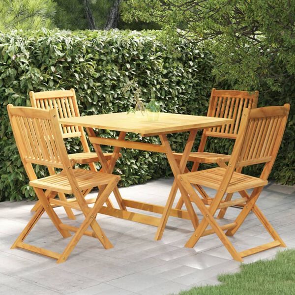 vidaXL Garden Dining Set Natural Wood Solid acacia wood Medium Foldable