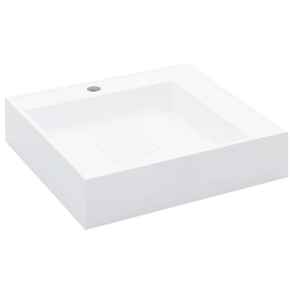 vidaXL Wash Basin 19.7"x19.7"x4.8" Mineral Cast/Marble Cast White