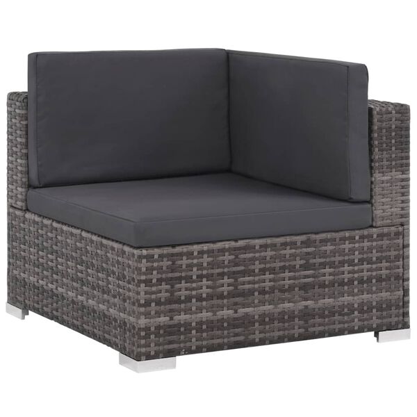 vidaXL Sofa Set Grey Polyethylene Rattan 6 Piece Set Modular