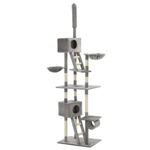 vidaXL Cat Tree Grey Engineered wood, cardboard, plush fabric, sisal rope