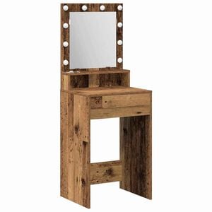 vidaXL Dressing Table with Shelf Old Wood 19.69 x 16.14 x 53.15 in