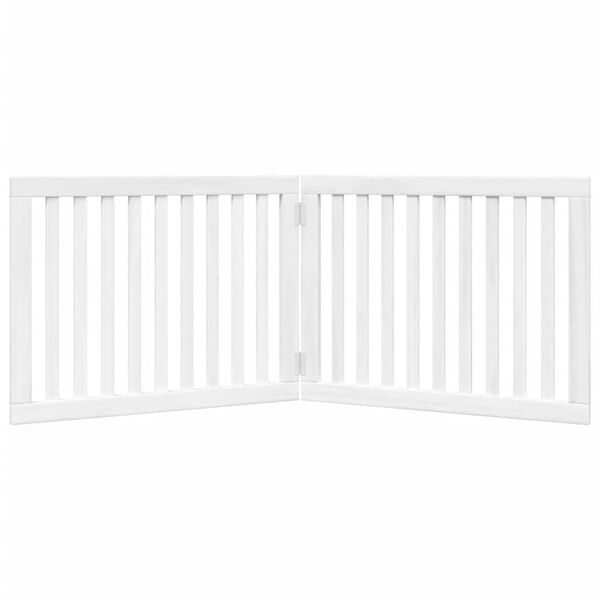 vidaXL Dog Gate Set of 2 White Poplar Wood 2 Panel 63 in Foldable