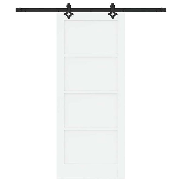 vidaXL Sliding Door White and Black 32.68 x 79.53 in Solid Pine Wood