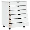 vidaXL Rolling Cabinet MOSS White Solid pine wood, engineered wood, plastic