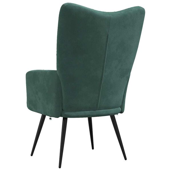vidaXL Relaxing Chair Dark Green Velvet (100% polyester), steel Medium